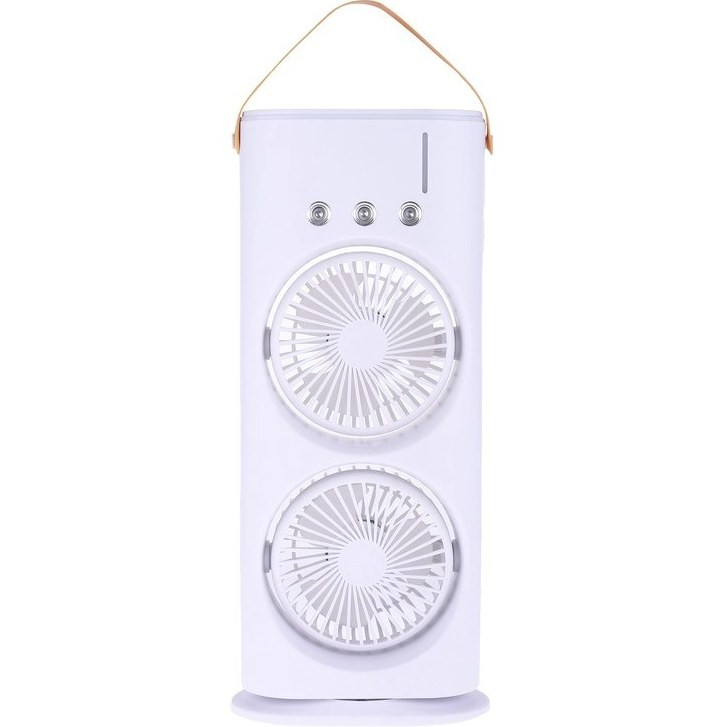 پنکه رومیزی مه پاش دو فن با نور RGB شارژی با کنترل f18