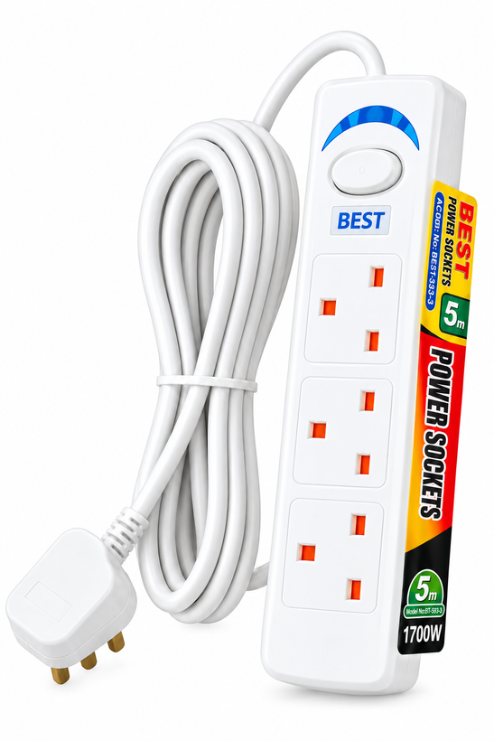 چندراهی برق BEST مدل BT-5203-5 کابل ۵ متری با کلید روشن و خاموش(با کیفیت)